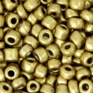 Glasperlen rocailles 6/0 (4mm) Metallic brass gold